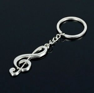 🆕Silver Plated Music G Clef Keyring keychain